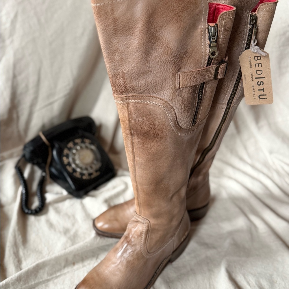 BED|STU Tan Leather Knee-High Boots - Picture 4 of 7
